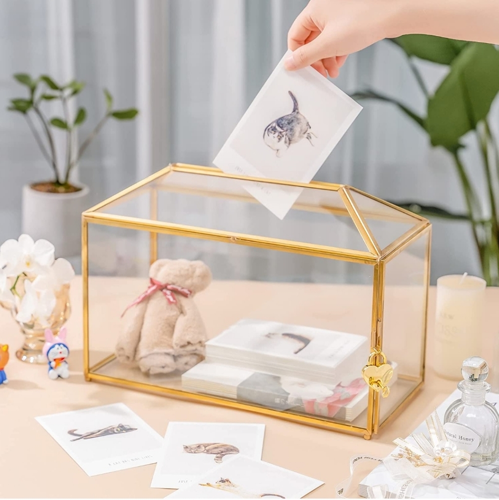 Beautiful Glass and Gold card box